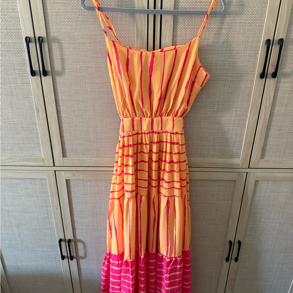 NWT Lulu’s Orange and Pink Tie-Back Sundress